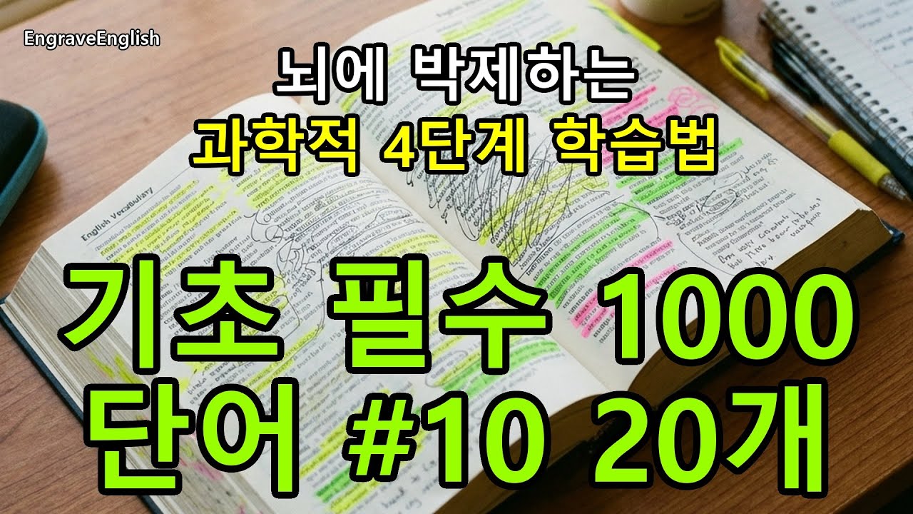 기초 필수 1000 단어 #10 20개 - 과학적인 4단계 학습법 #EngraveEnglish #4단계학습법