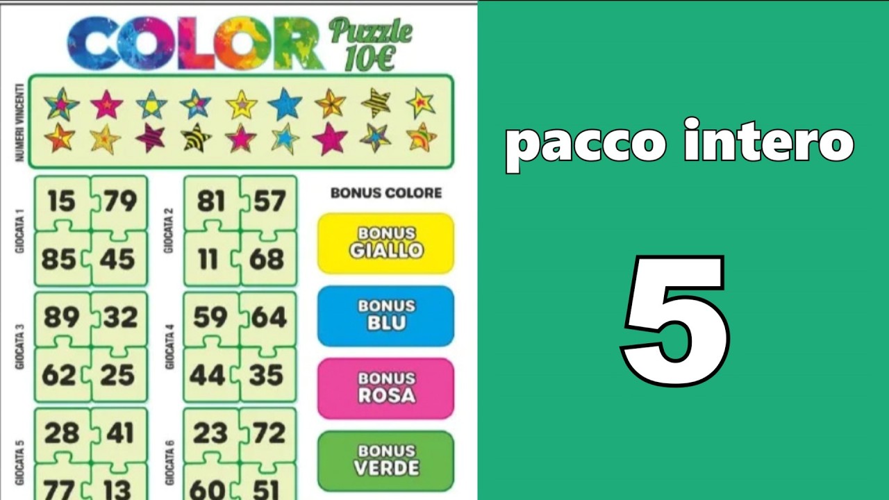 Gratta e Vinci COLOR grande da 10 in pacco intero 5