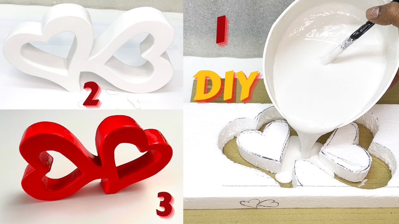 DIY Valentine love decor | how to make Couple heart with white cement