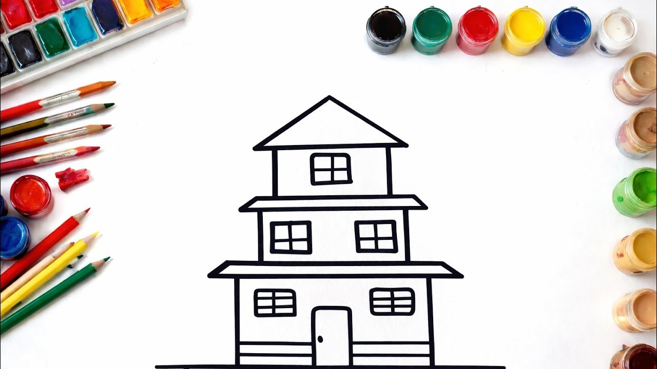 Easy Home Drawing for Kids 🏠 | Step by Step Simple House Drawing | बच्चों के लिए घर की ड्राइंग
