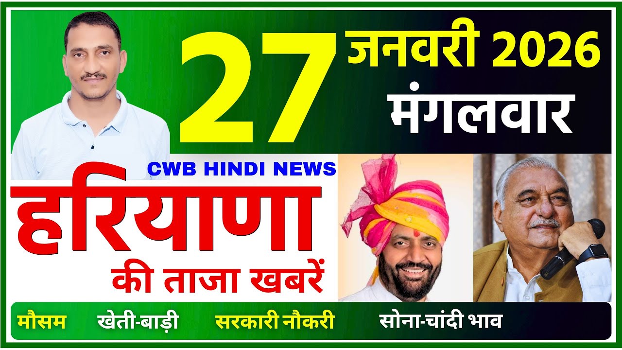 27 January 2026 Haryana News || हरियाणा की ताजा खबरें || Haryana News || CWB Hindi News