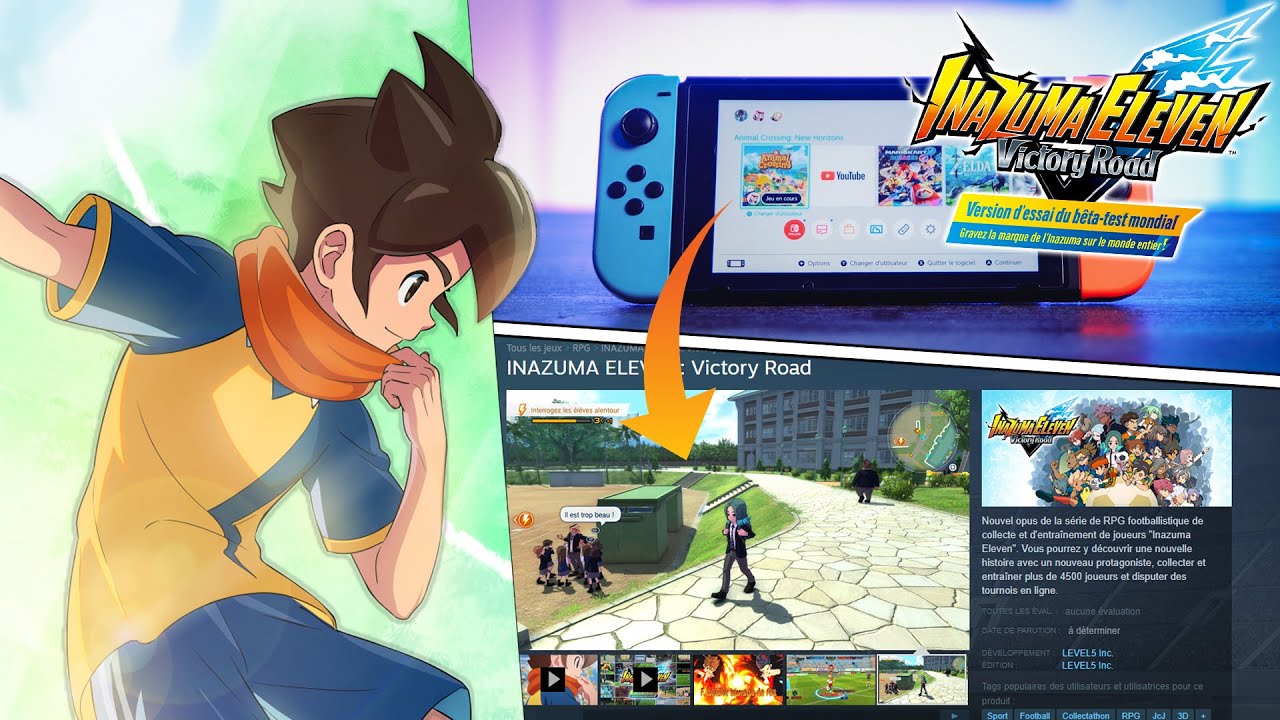 Comment transférer les données de la béta Inazuma Eleven Victory Road sur switch vers PC/PS4/PS5