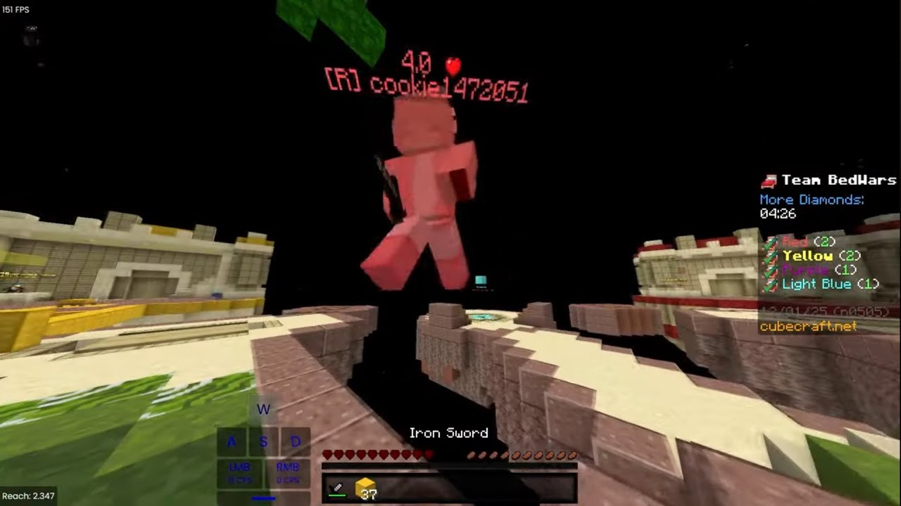 Cubecraft Bedwars Teams of 2 but im drag clicking...