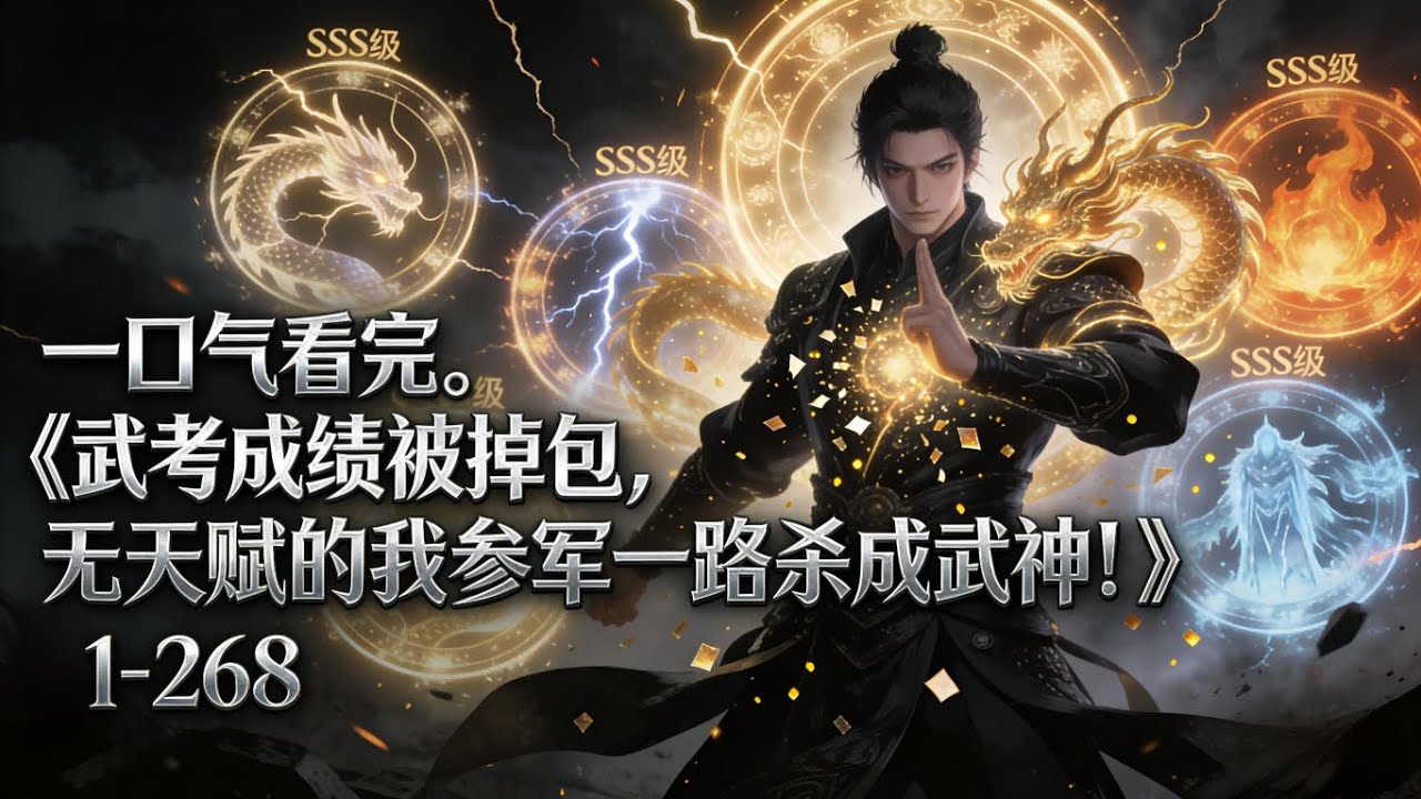 一口气看完《武考成绩被掉包，无天赋的我参军一路杀成武神！》1-268 军神项乾穿越高武，武考成绩被掉包，未能觉醒武道天赋，项乾毅然参军！【军神系统激活】【军衔每升一阶，奖励SSS级武道天赋】