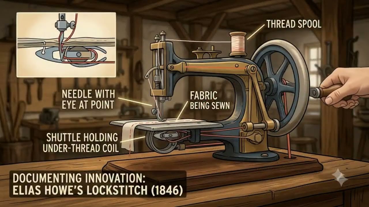 How Elias Howe&rsquo;s 1846 Sewing Machine Worked (ASMR) 