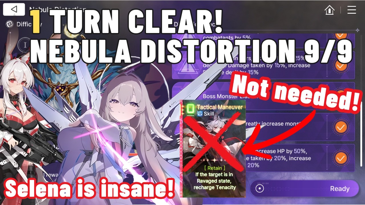(1 Turn Clear) Selena's damage is crazy! Nebula Distortion 9/9 Sereniel & Rei | Chaos Zero Nightmare