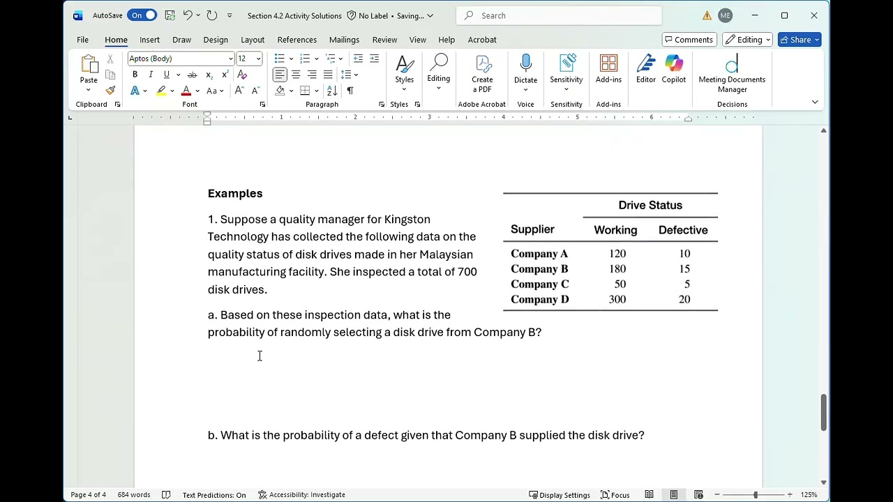 Section 4.2 Activity Part 2 (Conditional Probability and the Multiplication Rule)