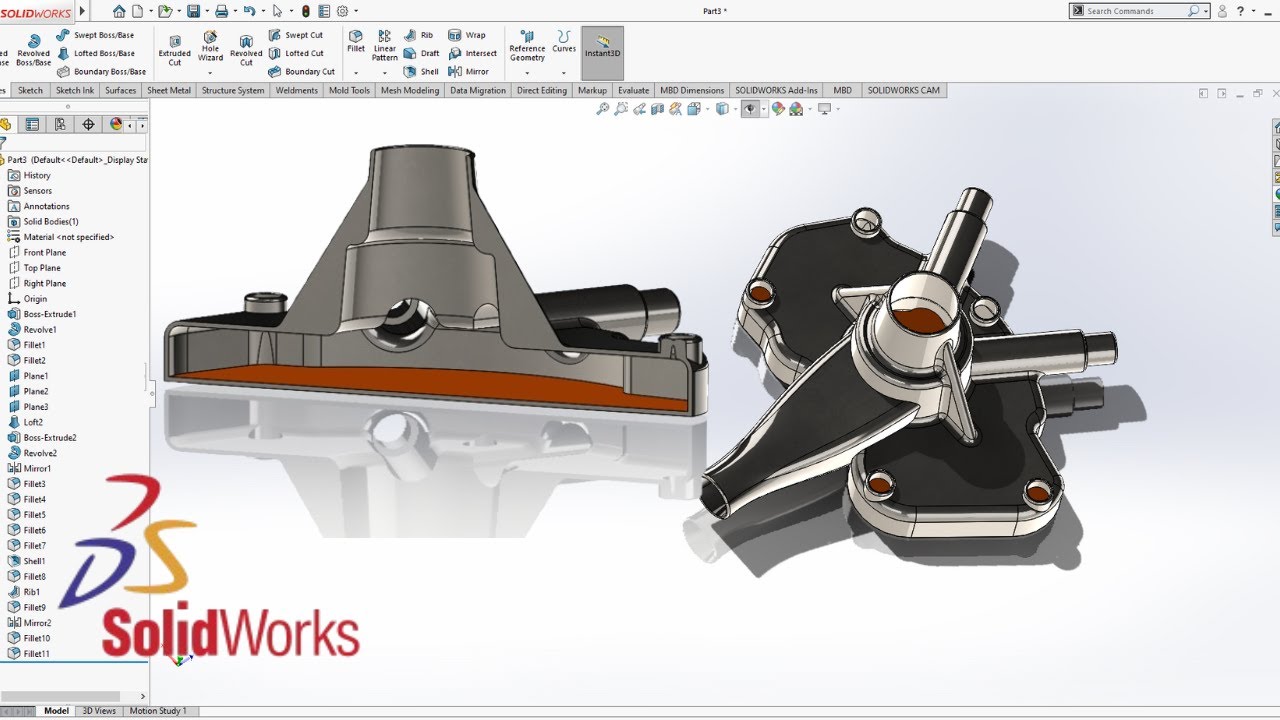 Solidworks Advanced Modeling: Water Pump Housing