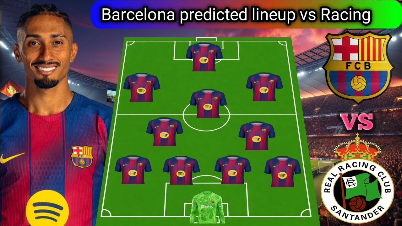 BARCELONA VS RACING. BARCELONA PREDICTED LINEUP WITH RAPHINHA.