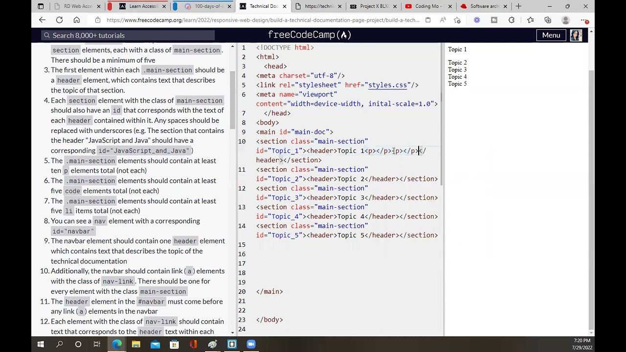 Building a Technical Documentation Page (FCC)