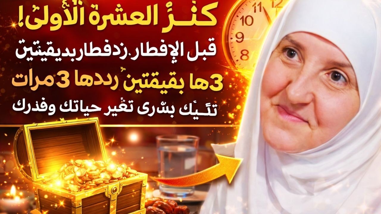 كنزُ العَشْرَةِ الأُولى من رمضان! قبل الإفطار بدقيقتين رددها 3 مرات تأتيك بشرى تغيّر حياتك وقدرك,
