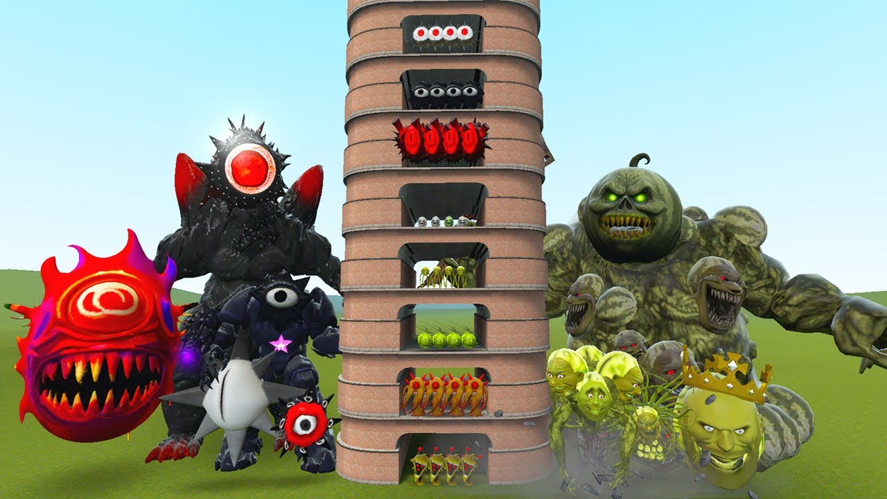 TALLGRASS LITTLE TO BIG ALL MR SUN SPRUNKI VS ALL LIN GANG MELON FAMILY PHASES 1 - 10 in GMod !!
