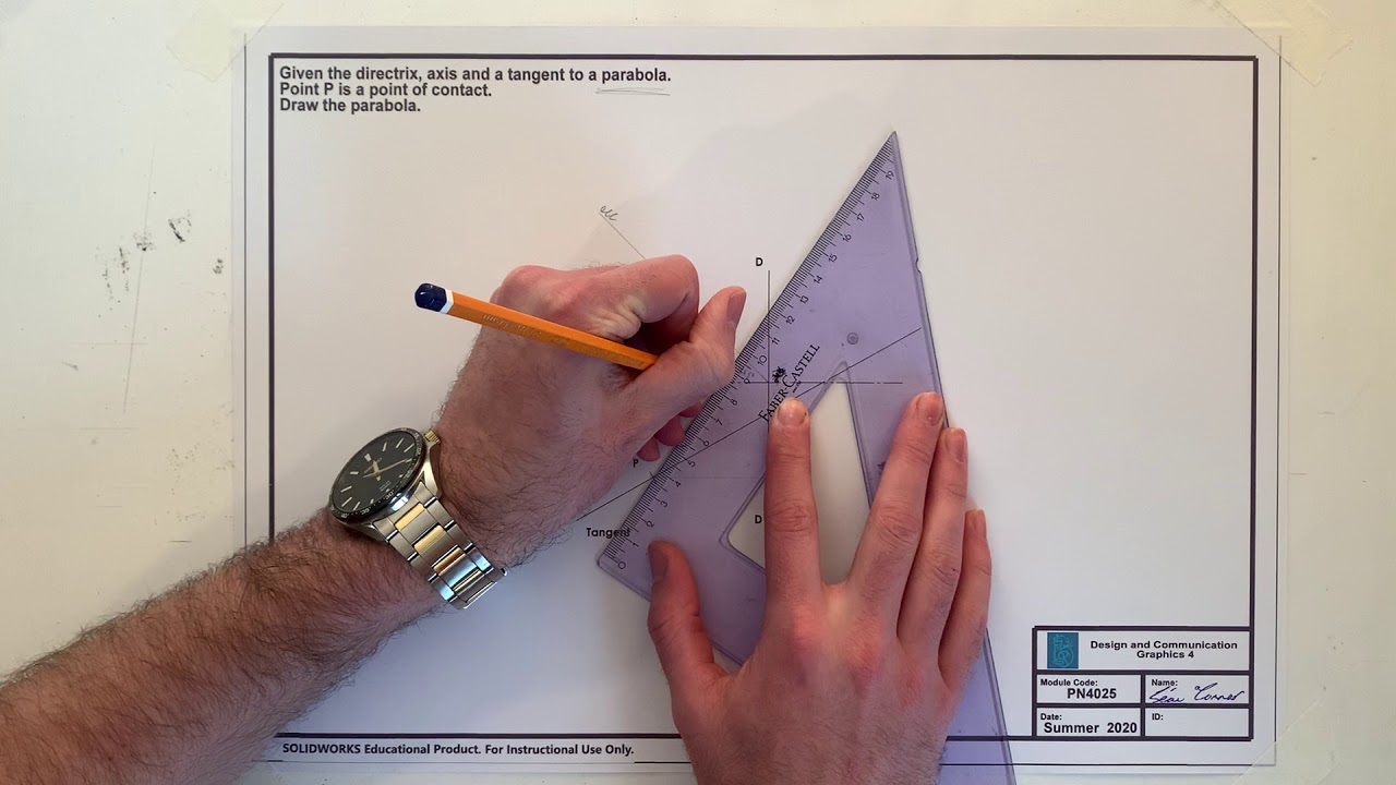 Drafting: Conic Sections (Parabola Constructed Using Limited Information)