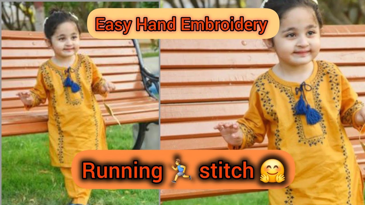 Baby Girl Dress Running Stitch Design 👗 | Easy Hand Embroidery for Beginners ✨