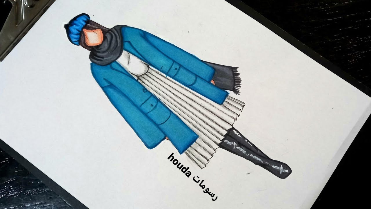 رسم أزياء فصل الشتاء للبنات سهل خطوة بخطوة /winter fashion drawing