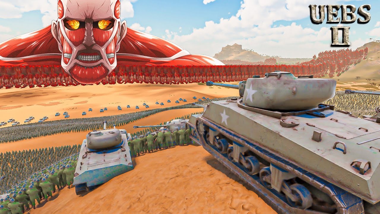 LAST HUMANITY DEFENCE vs ATTACK ON TITAN RUMBLING | Ultimate Epic Battle Simulator 2 UEBS 2