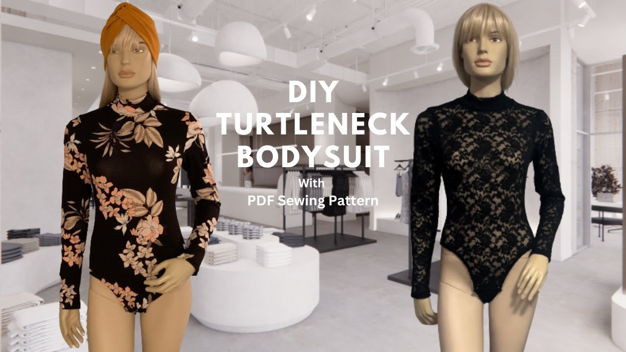 DIY Mockneck Bodysuit: How to Sew a Long Sleeve Turtleneck Bodysuit [ PDF Sewing Pattern]
