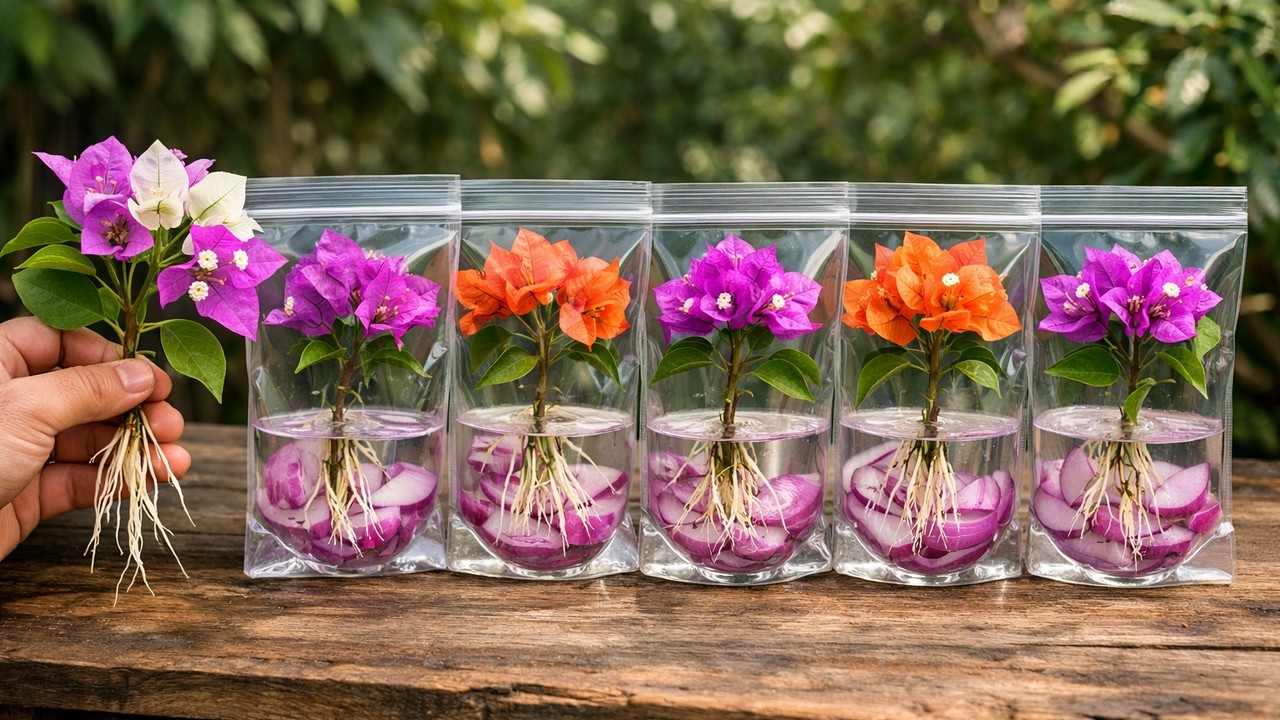 No Soil Needed – The Trick That Makes Bougainvillea Cuttings Root Overnight!