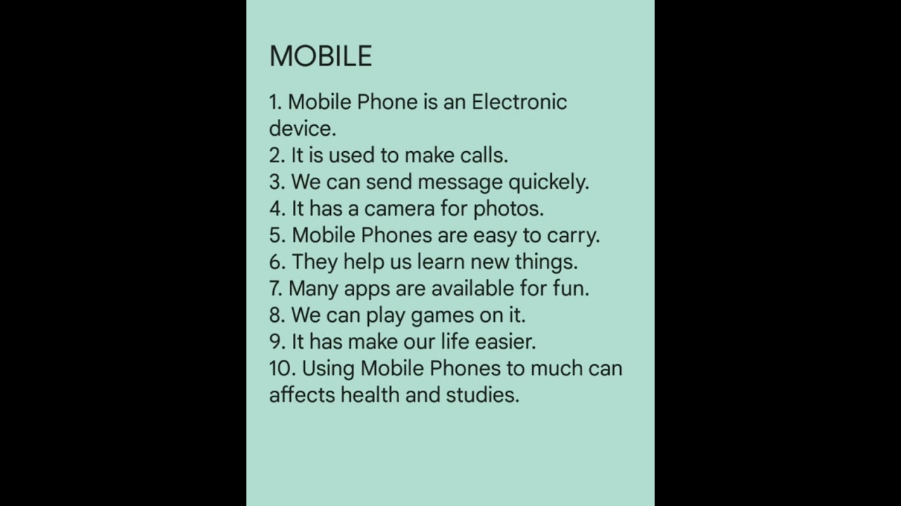 10 Lines on Mobile Phone in English || Essay on Mobile Phone essay in English