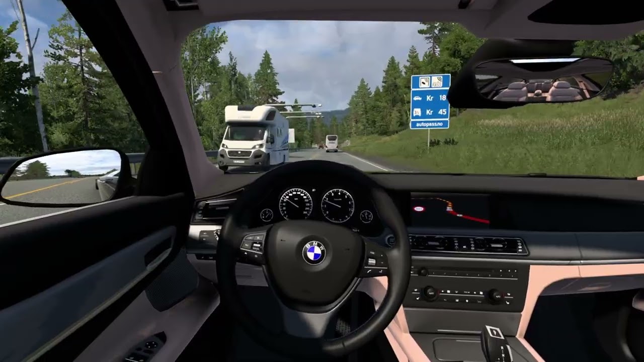 BMW 7-Series F02 2011 V1.9 (1.57) - Euro Truck Simulator 2 [STEERING WHEEL GAMEPLAY]