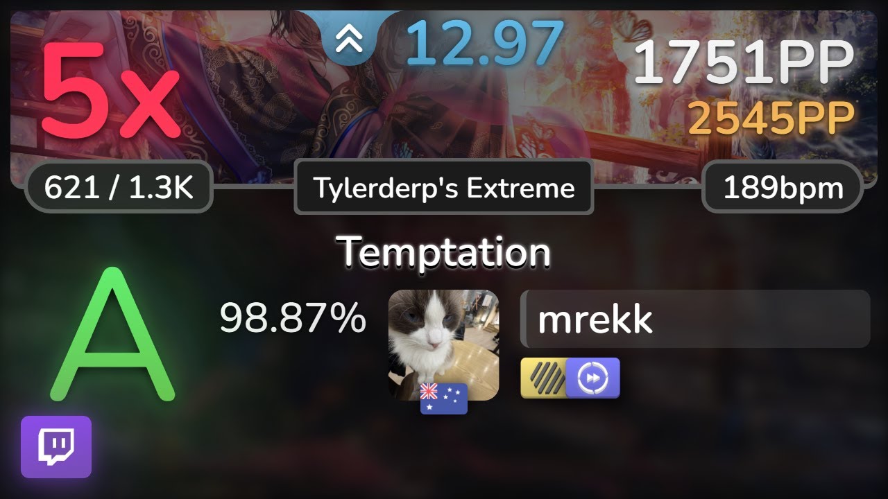 🔴 13⭐ mrekk | Arash - Temptation (feat. Rebecca) [Tylerderp's Extreme] +HDDT 98.87% | 1751pp 5❌