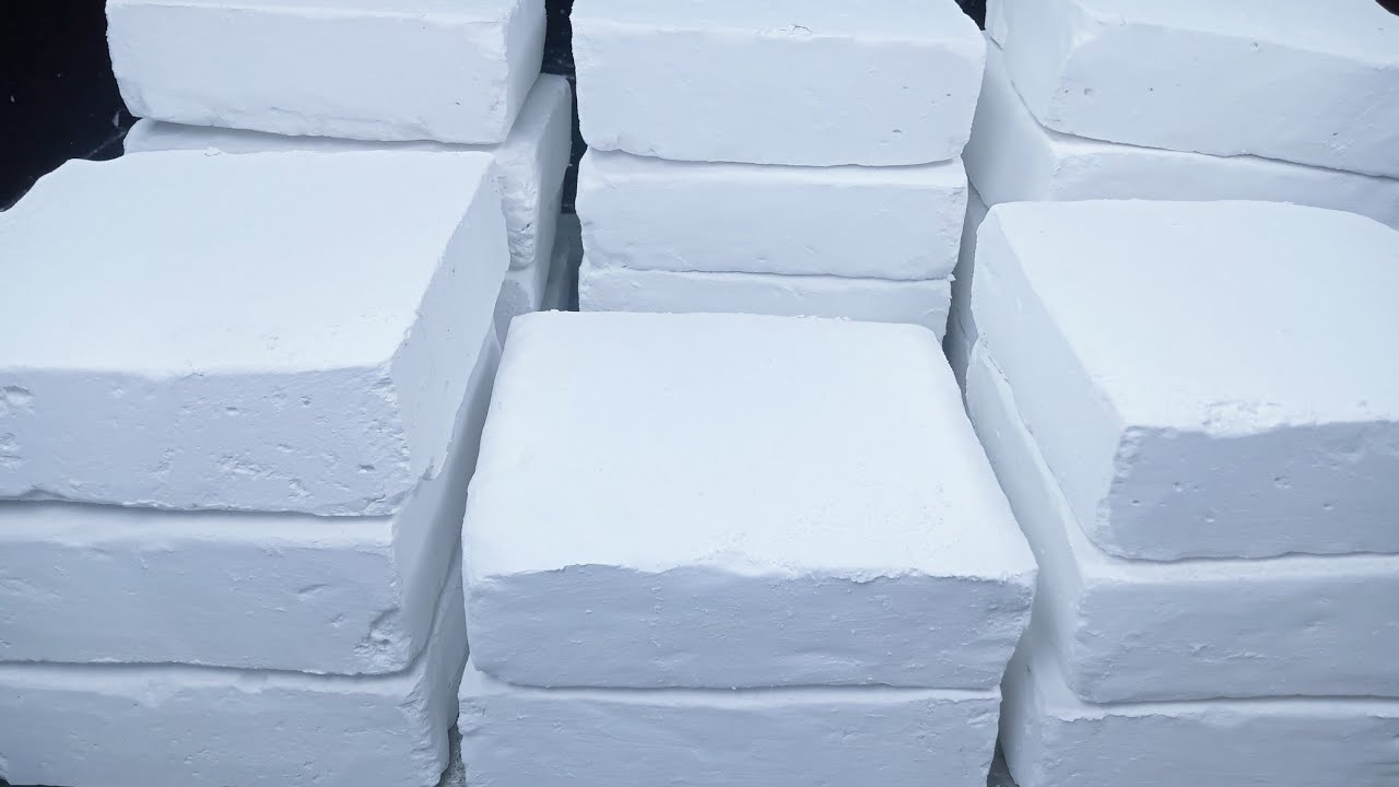 Extra Big blocks soft crushing white gymchalk fluffy+ buttery | oddly satisfying | ASMR 