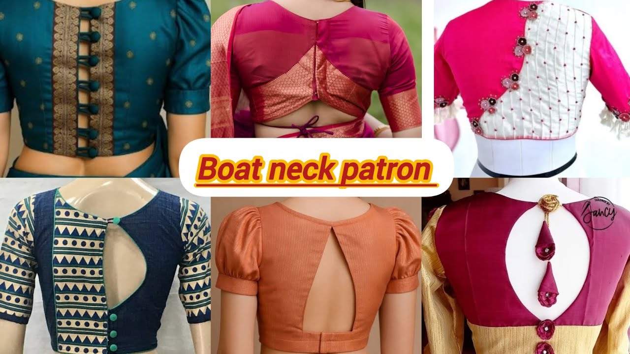 Boat neck blouse back neck design #treandingblousedesign #blousedesign #neckpatron
