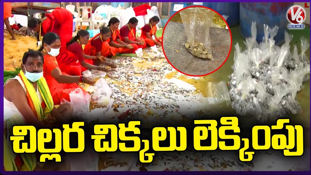 Rupee Coins Counting After Taken From Medaram Hundi | Medaram Jatara 2026 | V6 News