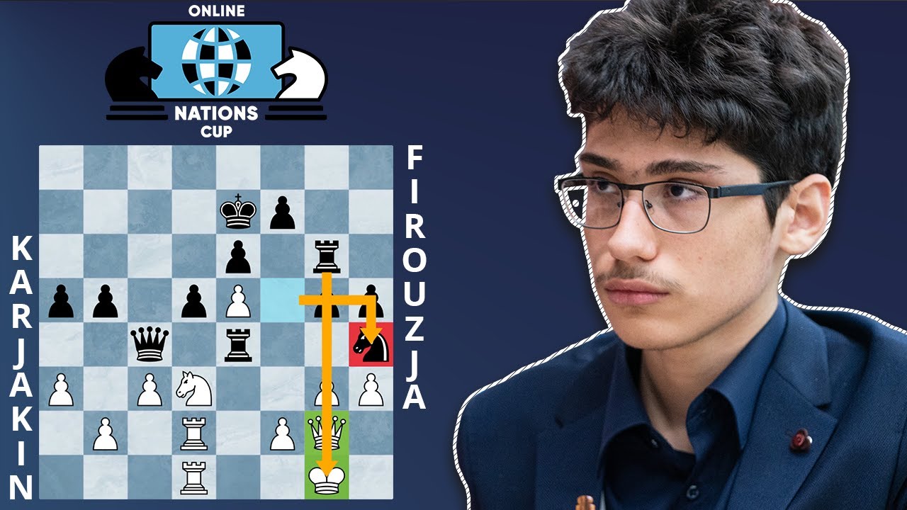 Alireza Firouzja Wins Brilliantly With Black Vs Sergey Karjakin | Online Nations Cup
