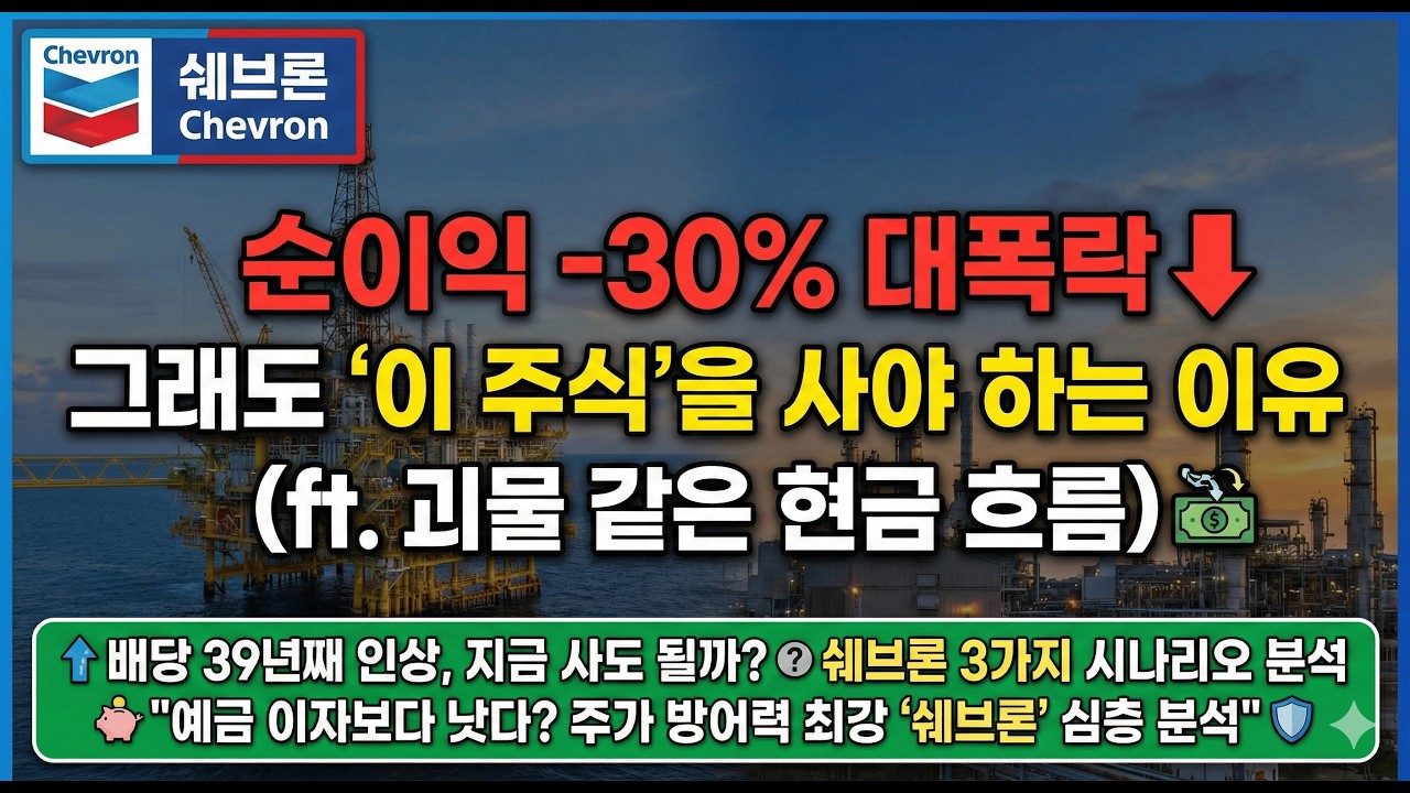 쉐브론, 순이익 -30%인데 현금은 역대급? 셰브론 재무제표 심층 분석, 유가 50불 가도 상관없다? 쉐브론이 '돈 복사기'라 불리는 진짜 이유 (CVX)