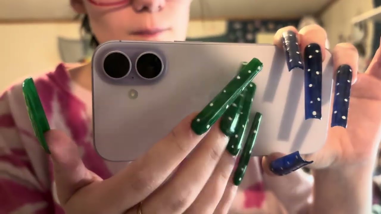 ASMR long nail iPhone camera tapping 