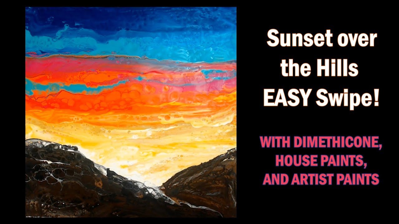 15 Color Acrylic Pouring Swipe - Sunset Over the Hills