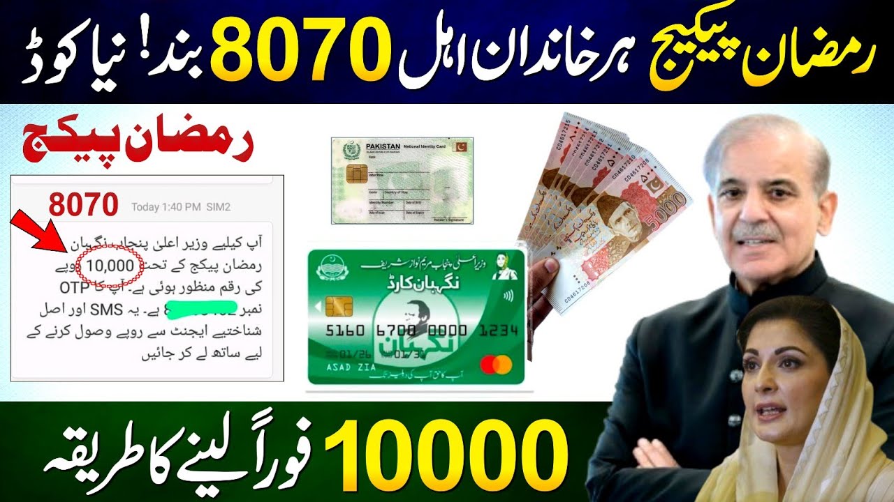 Ramzan Package 2026 CNIC Apply New Code - 8070 - Maryam Nawaz Nigehban Card 10000 Lene Ka Tarika