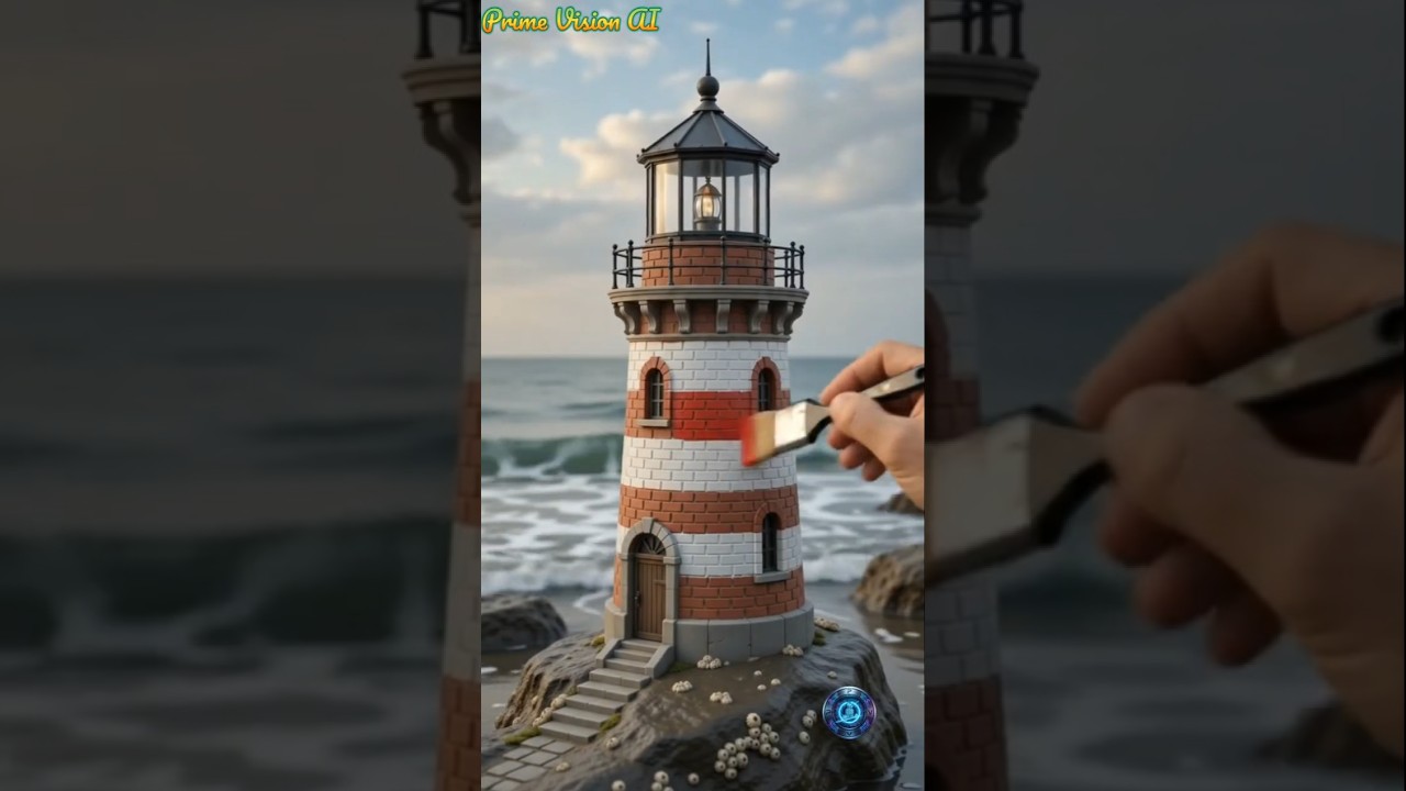 Miniature DIY Lighthouse Construction Timelapse | Tiny Coastal Lighthouse Built by Hand