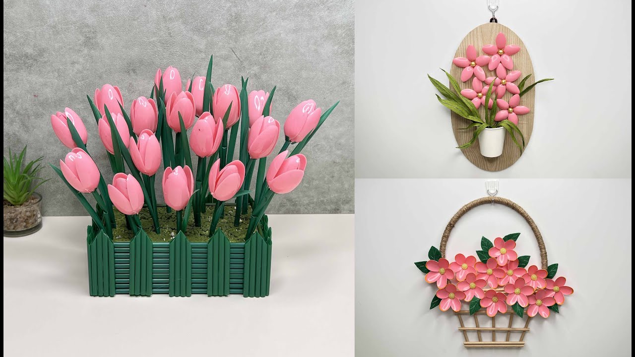 Ide Kreatif Dekorasi rumah dari sendok plastik cantik || DIY plastic spoon flower