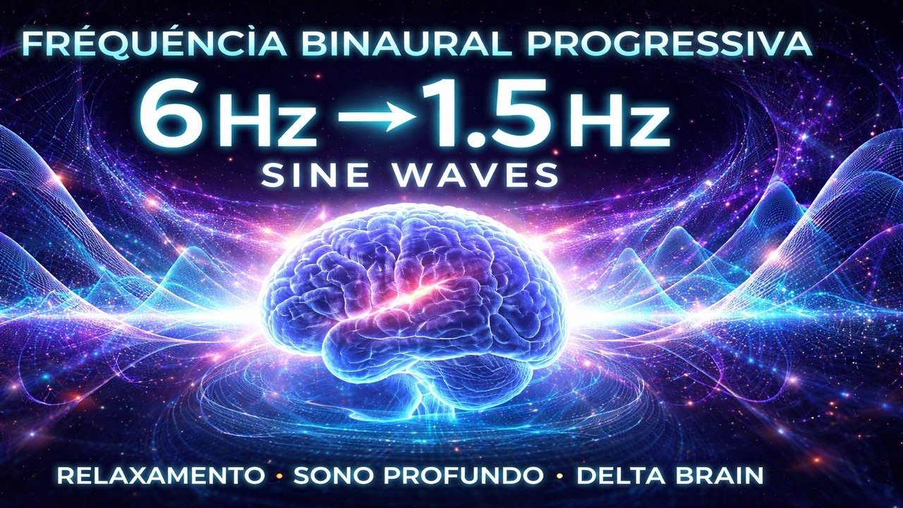 Frequência Binaural Progressiva 6 Hz → 1 5 Hz Sine Waves | Relaxamento, Sono Profundo & Delta Brain