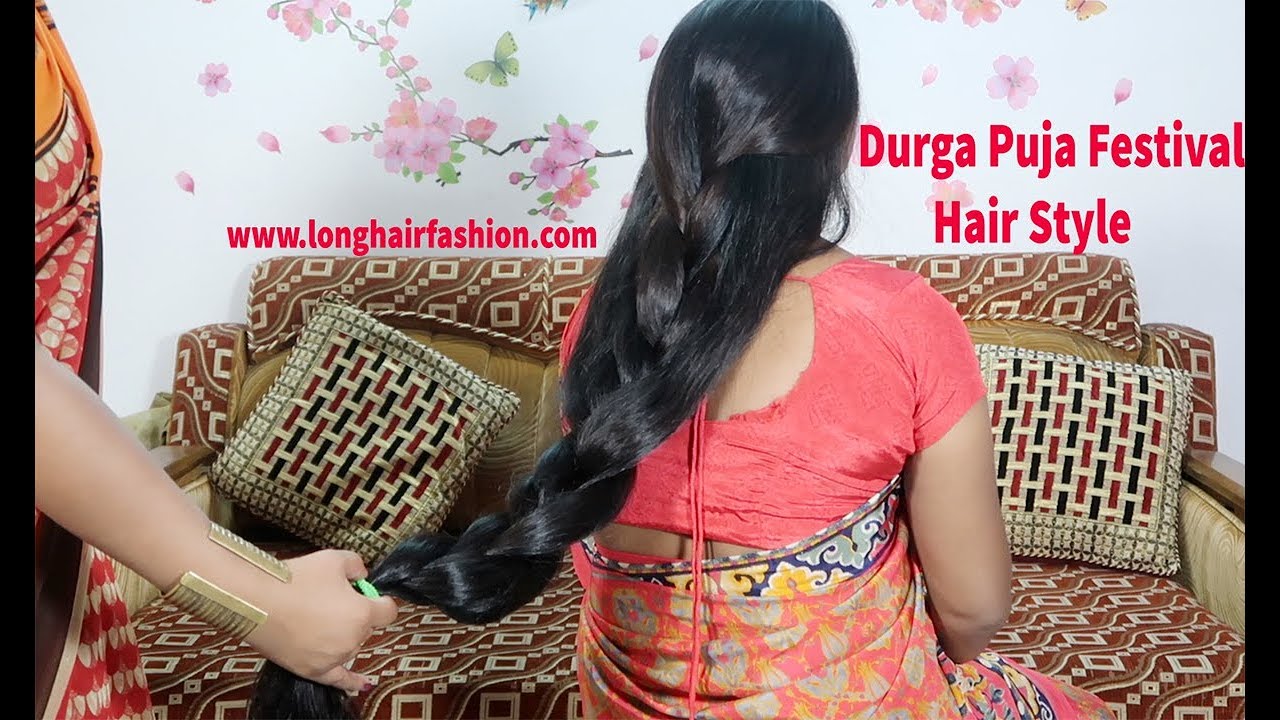 Durga Puja Festival Stylist Braid Hairstyle | Indian Braid Hairstyle with Long & Medium Length Hair