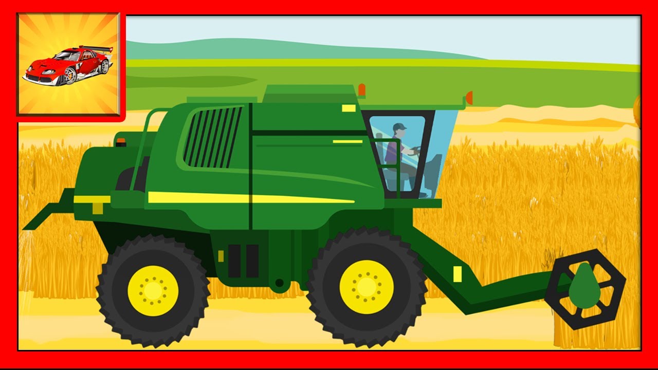 Combina agricola - Despre vehicule: desene educationale pentru copii