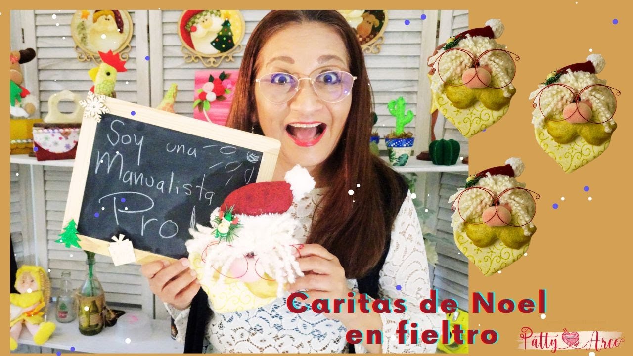 Como hacer caras de papa noel en fieltro 2023 Modelo 2- Encantador