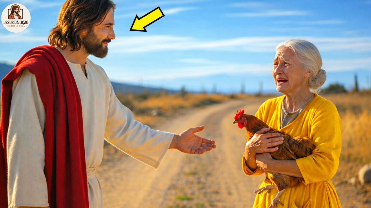 A IDOSA IA VENDER SUA ÚNICA GALINHA PARA NÃO PASSAR FOME… MAS O MENDIGO BATEU A SUA PORTA ERA JESUS