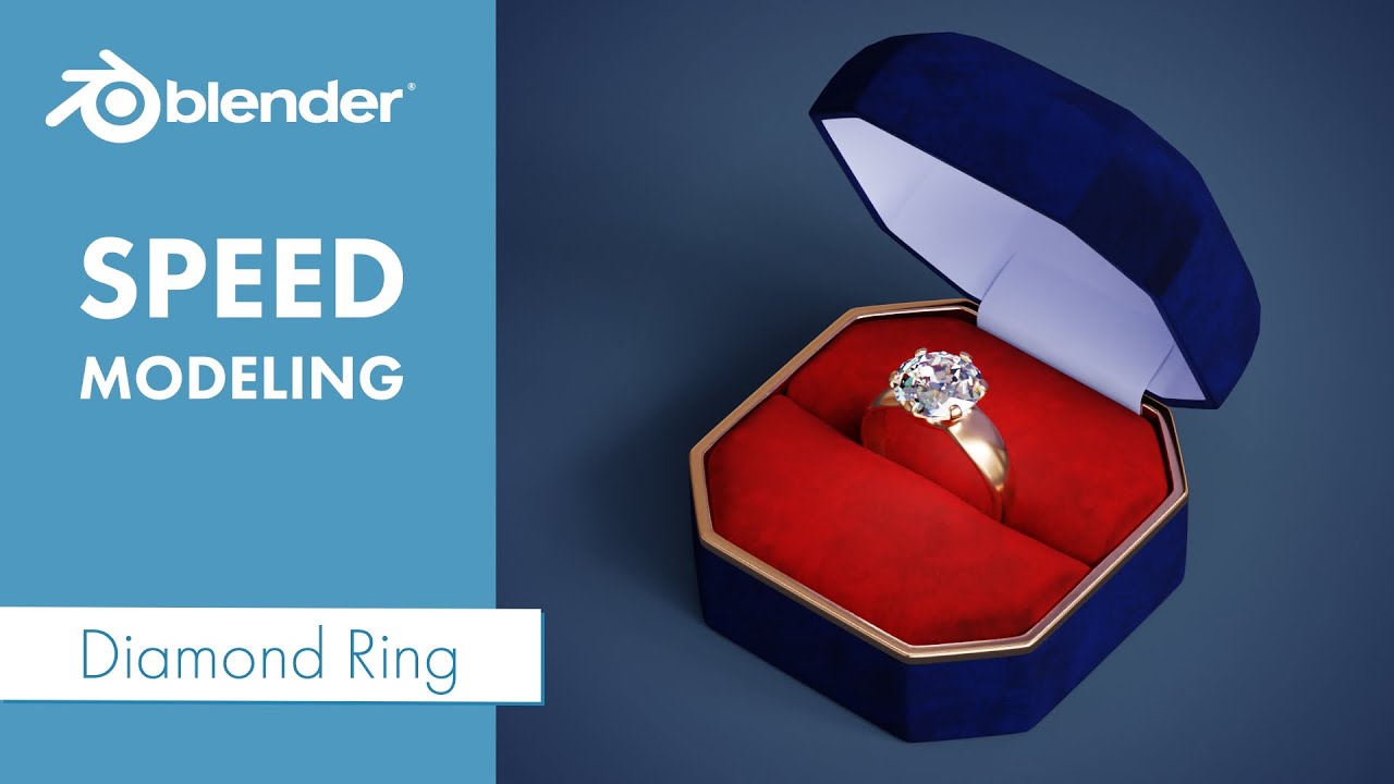 Diamond Ring In Velvet Box Speed Modeling In Blender