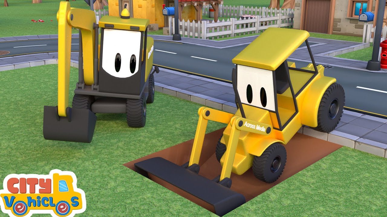 Construction vehicles rescue-Excavator which fall into river, build new bridge-Bulldozer for kids.
