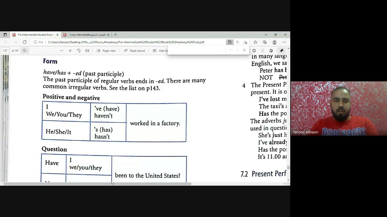 الفصل السابع مادة الانكليزي مرحلة ثانية تمريض (headway intermediate )