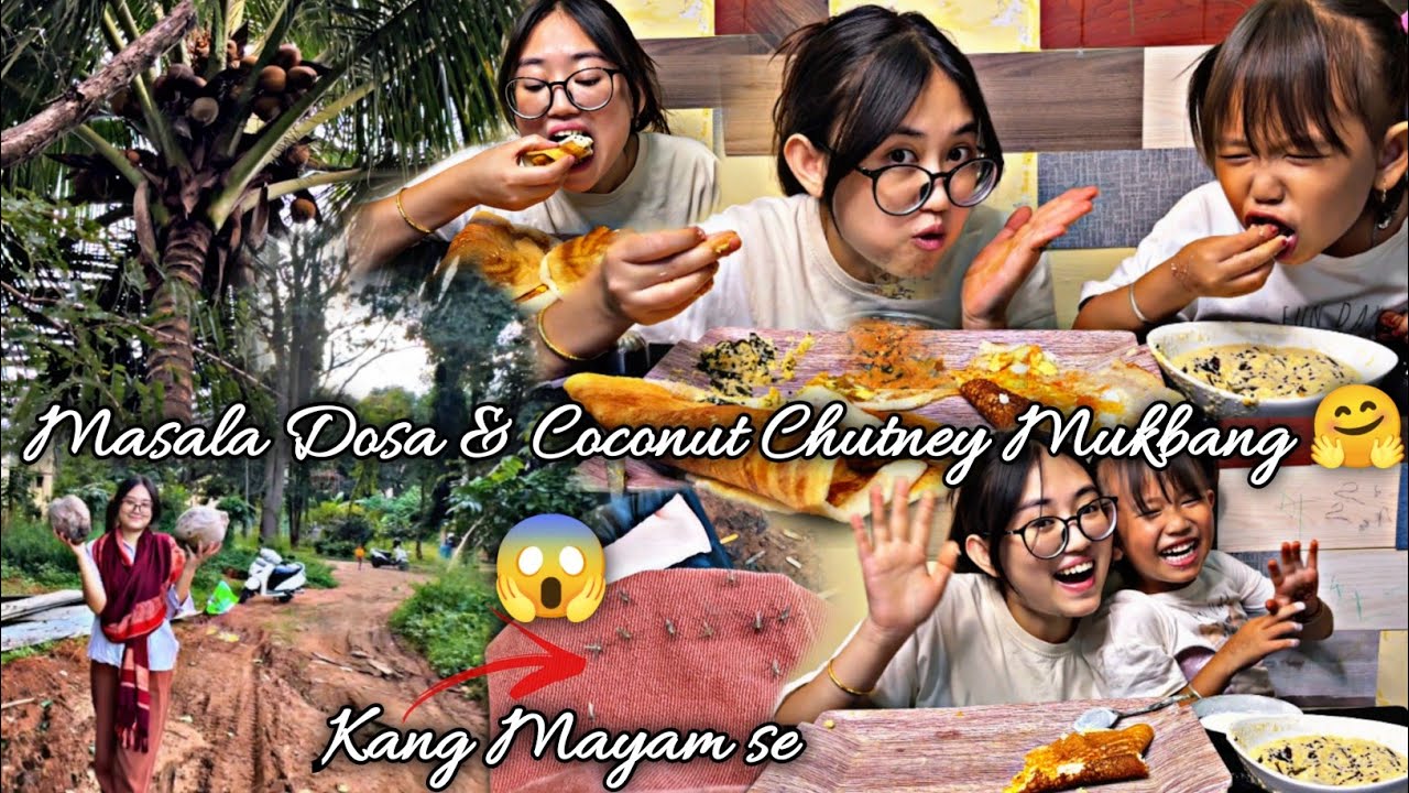 Домашняя масала доса и кокосовый чатни мукбанг😋😀|| Кокосовый кампус 🤗😊