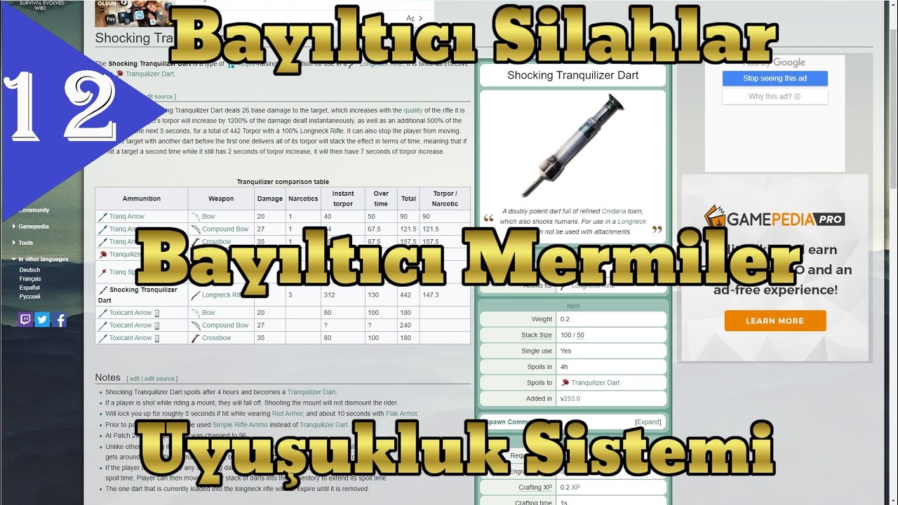 Ark türkçe Bayıltıcı Silahlar - Bayıltıcı Mermiler -  Uyuşukluk Sistemi | ARK Survival Evolved