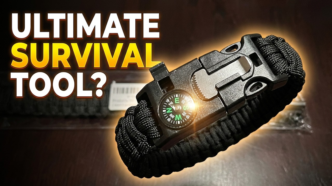 550 Paracord Outdoor Survival Bracelet with Whistle, Compass, and Fire Starter