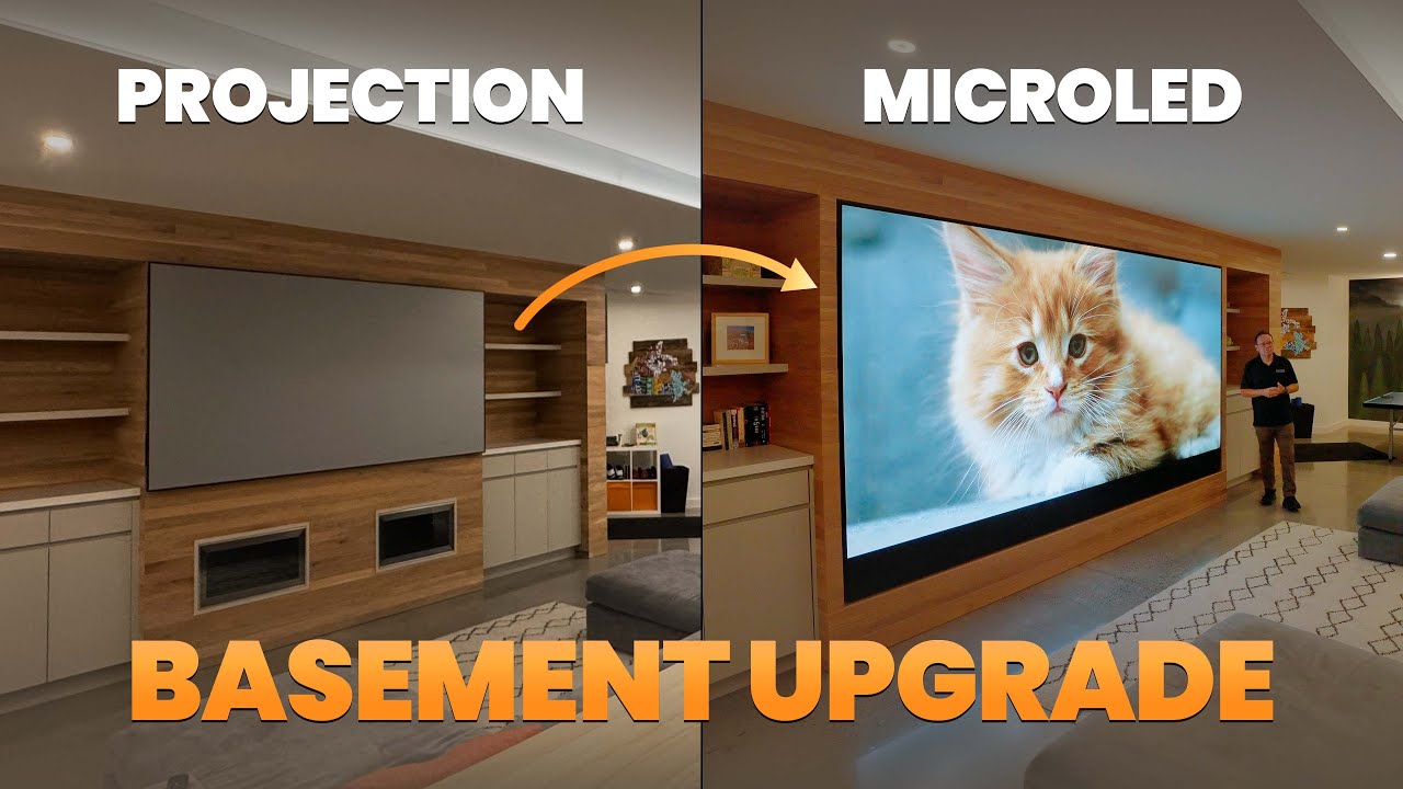 Bye Bye PROJECTOR. Hello MICROLED! Transforming this Basement Into the ULTIMATE Multimedia Room!