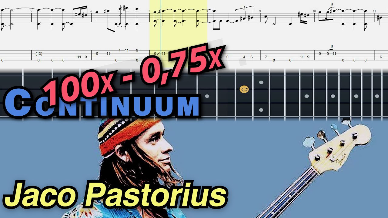 Jaco Pastorius - Continuum  Bass Tabs (100x - 0,75x) #basstabs #jacopastorius