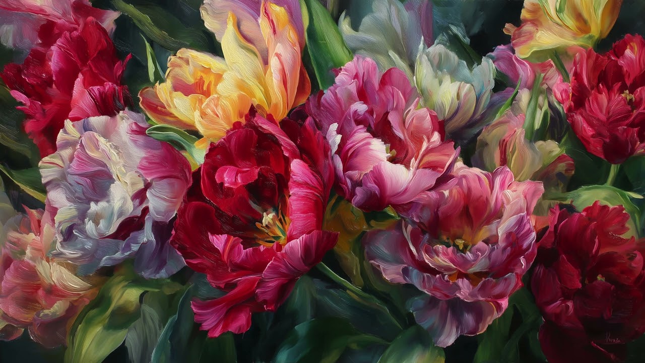 Tulips TV Art :: Painting of Tulips Frame TV Art :: Floral TV Screensaver :: Silent Video