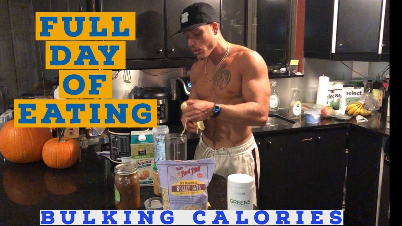 FULL DAY OF EATING ON BULKING PLAN | 3300 CALORIES PER DAY | NEW PRE WORK OUT SHAKE | HIGH CARB DIET